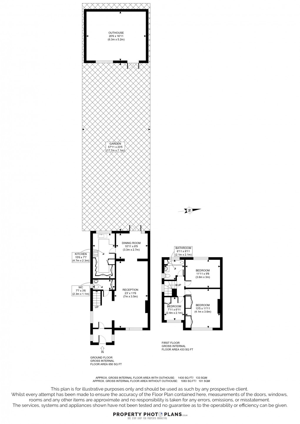 Floorplan for Penn Close, Greenford, UB6